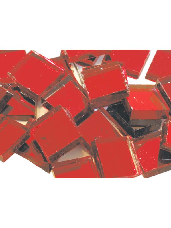 Glas Mosaik Spiegel Rot 20x20mm 125g, Red Mirrored Glass Tiles