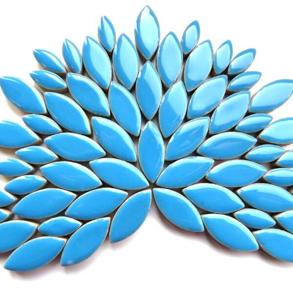 Mosaikstein oval Thalo Blue , Mosaik glasiert, 14-21mm x 5mm, 50g