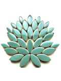 Mosaic tile glaced oval Phthalo Green , 14-21mm x 5mm, 50g