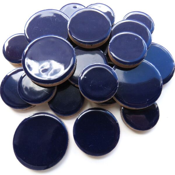 XL Ceramic Discs, Indigo, Mosaikstein glasiert,  25/30/35mm Durchmesser, 100g