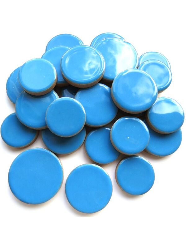 XL Ceramic Discs,Thalo Blue, Mosaikstein glasiert,  25/30/35mm Durchmesser, 100g