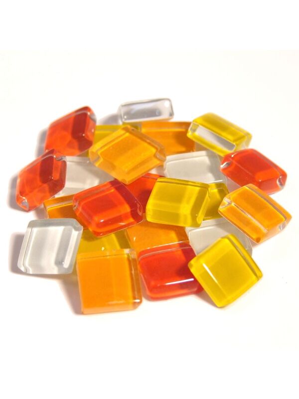 Glass stones mosaic soft yellow-red mix 10x10mm