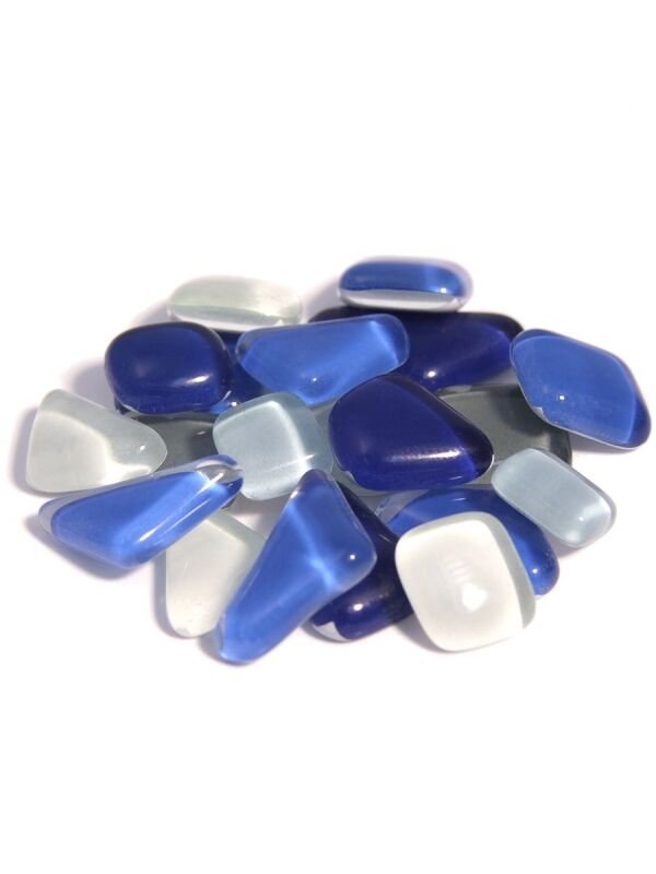 Glass stones mosaic soft blue mix polygonal