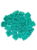 Glass stones mosaic soft turquoise glitter 10x10mm