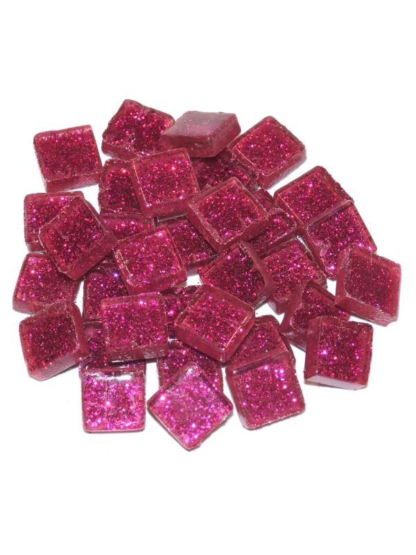 Glass stones mosaic soft pink glitter 10x10mm