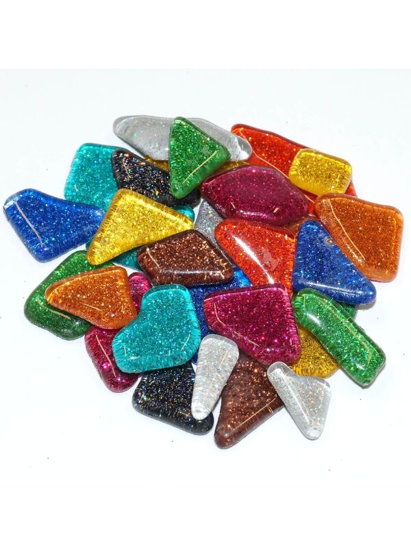 Glass stones mosaic soft glitter mix polygonal
