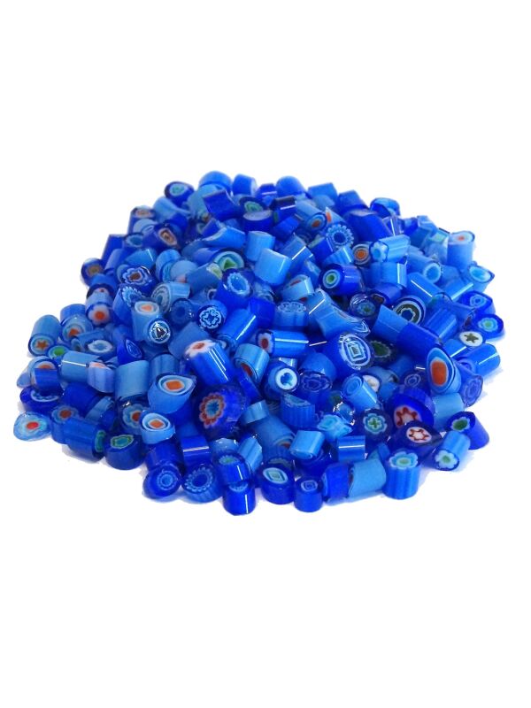 Glass stones mosaic Millefiori blue mix D=4-5mm
