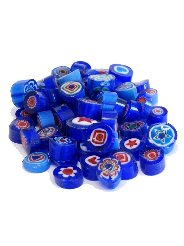 Glass stones mosaic Millefiori blue mix D=9-10mm