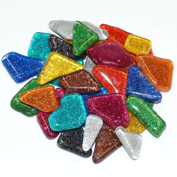 Glass stones mosaic soft glitter mix polygonal