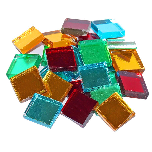Mirror mosaic glass stones colorful mix 10x10mm