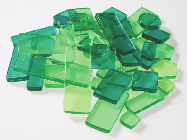 Plastic mosaic stones Luzy green-mix 100g