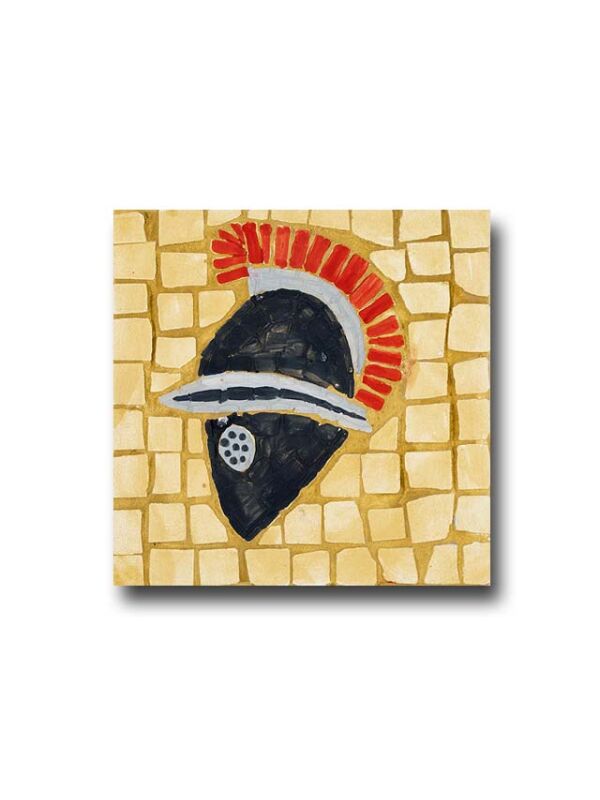 Mosaic set of 3, Rome gladiator helmet mosaic tile painting, painting pattern