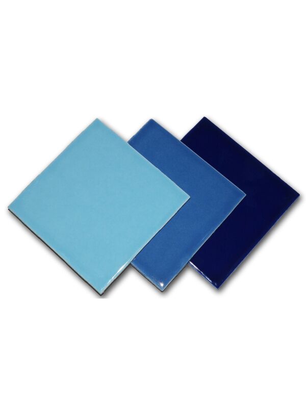 Mosaikfliese 10x10cm x 4mm, blau mix