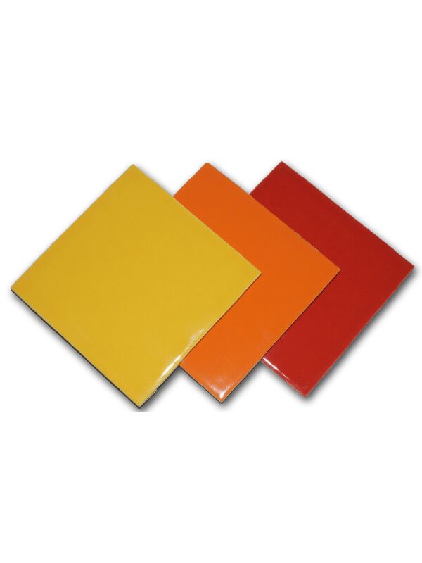 Mosaic tile 10x10cm x 4mm, yellow-red mix