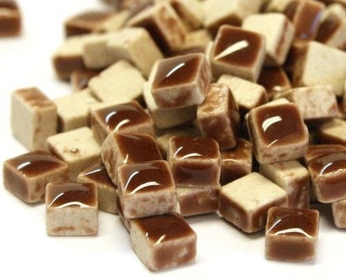 Mosaic tiles mini brown mosaic glazed, 5 x 5 x 3 mm, approx. 250 pieces,Burnt Umber