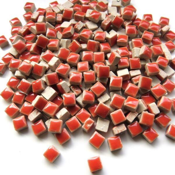 Mosaic tiles mini coral red, mosaic glazed, 5 x 5 x 3 mm, approx. 250 pieces,Coral Red