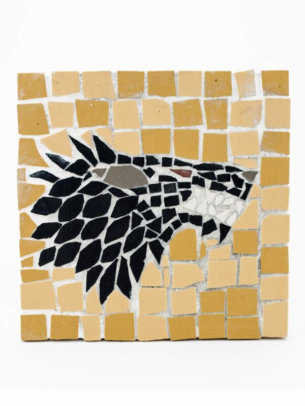 Mosaic painting template painting mosaic mosaic tile wolf 10x10cm - set of 3
