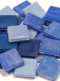 Ice glass opaque 15x15mm mosaic tiles, blue mix